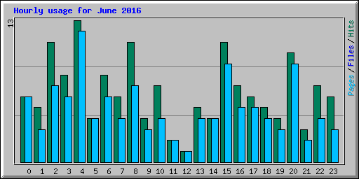 Hourly usage for June 2016