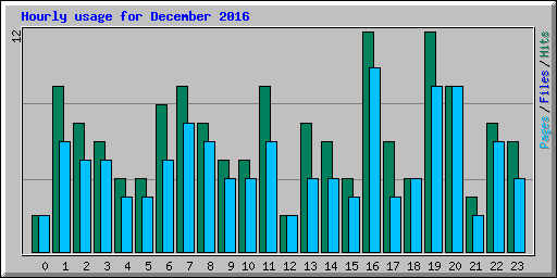 Hourly usage for December 2016